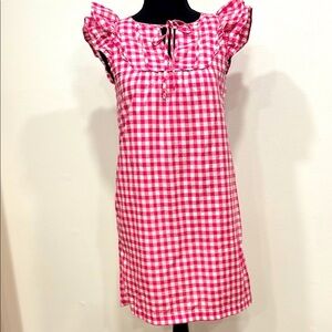 J CREW adorable Pink and White Gingham Dress! Size 00 fully lined with pockets!